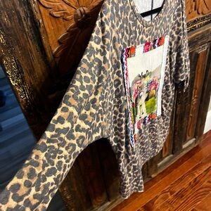 Leopard Print Kids Top with Colorful Patch